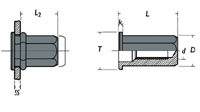 schema technique d'un insert hexagonal borgne tête plate