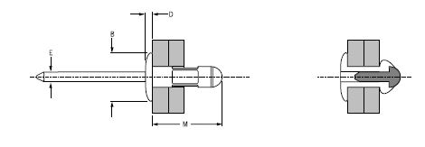 schema technique d'un rivet AVEX à tête plate